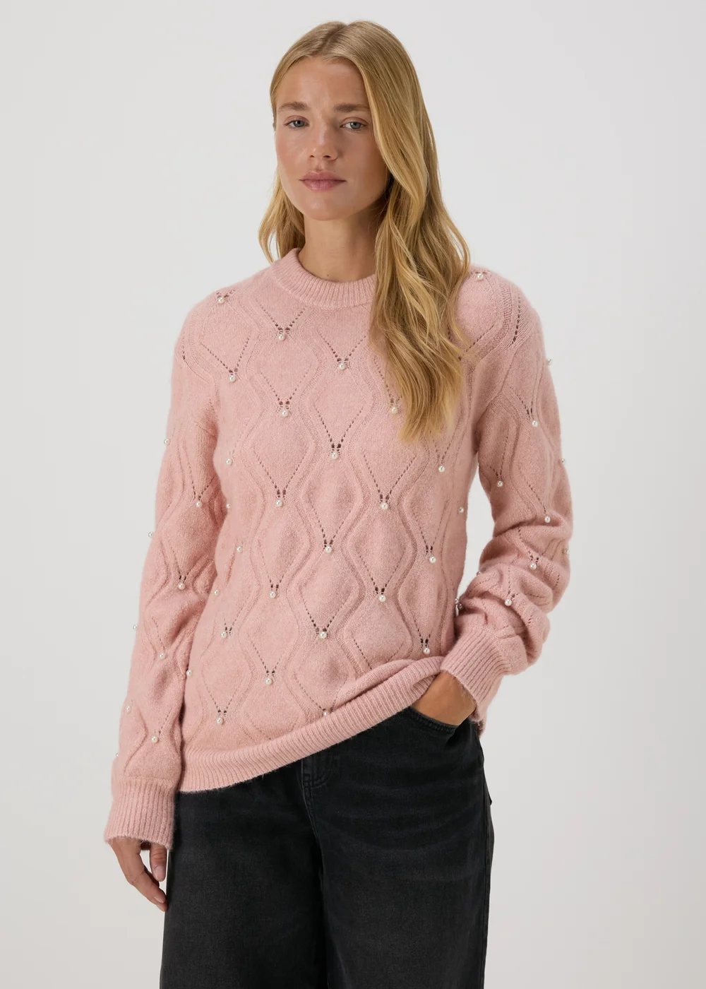 Pink Pearl Embellished Jumper - XS Image 3