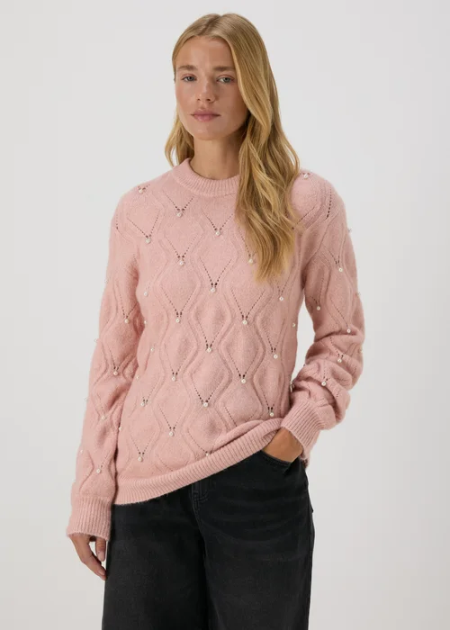 Pink Pearl Embellished Jumper - XS Image 3