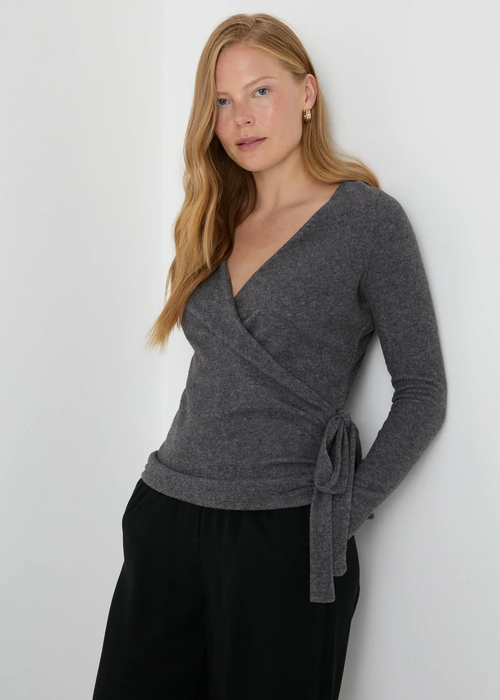 Charcoal Front Wrap Top - 8 Image 1