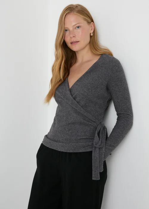 Charcoal Front Wrap Top - 8 Image 1