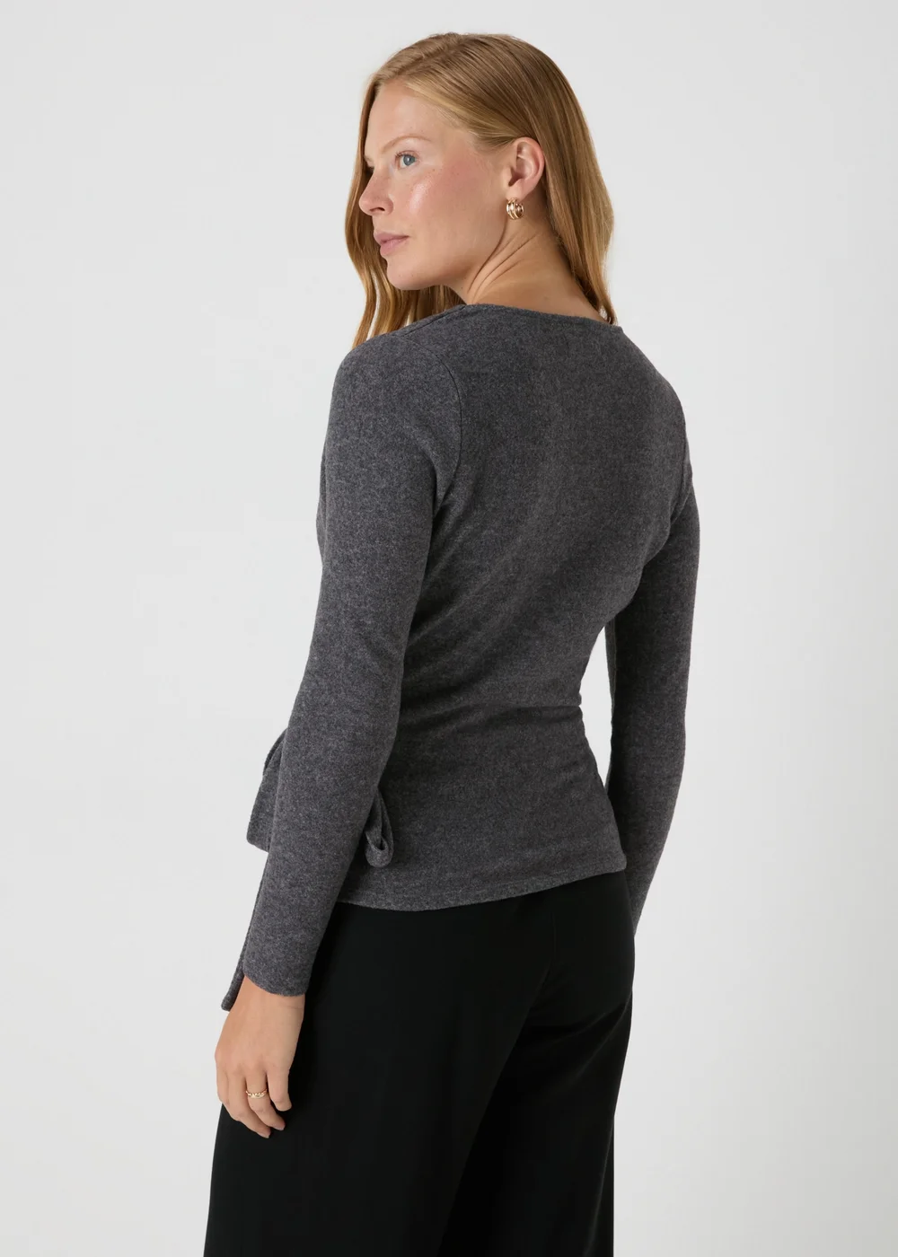 Charcoal Front Wrap Top - 8 Image 2