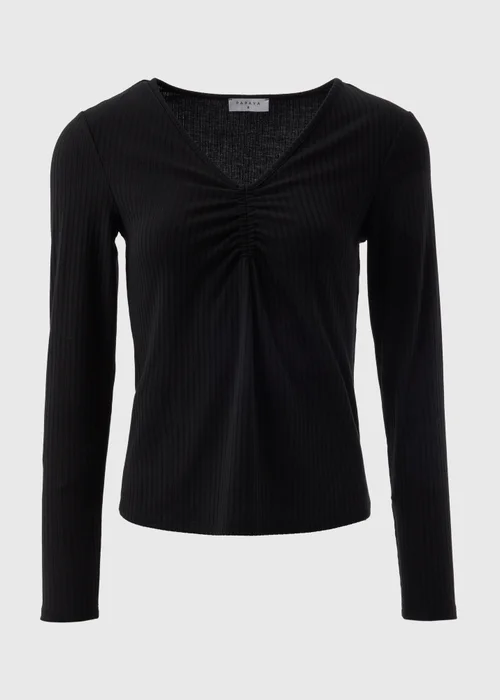 Black Ruched Front Top - Size 8 Image 4