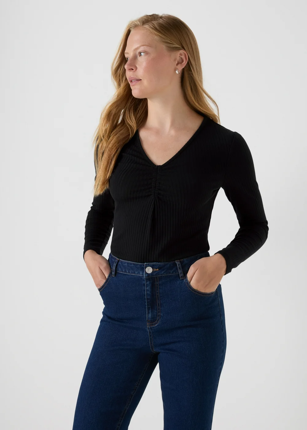 Black Ruched Front Top - Size 8 Image 1