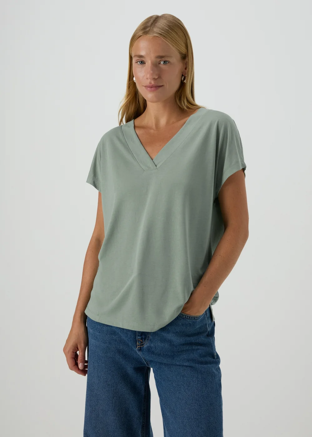 Green V Neck T-Shirt - 8 Image 1