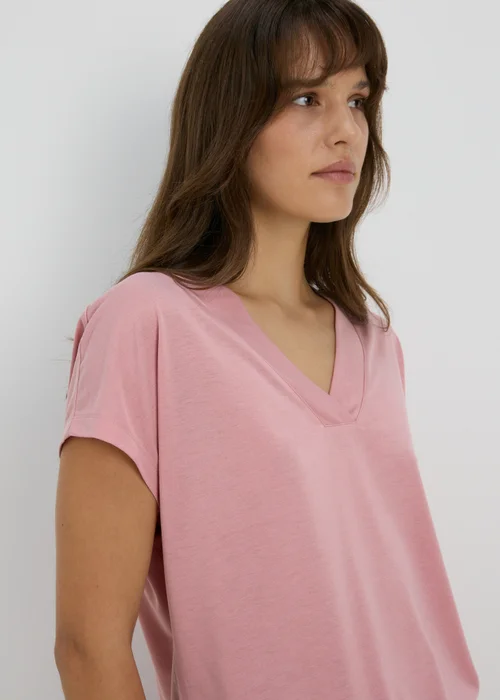 Pink V Neck T-Shirt - 8 Image 3