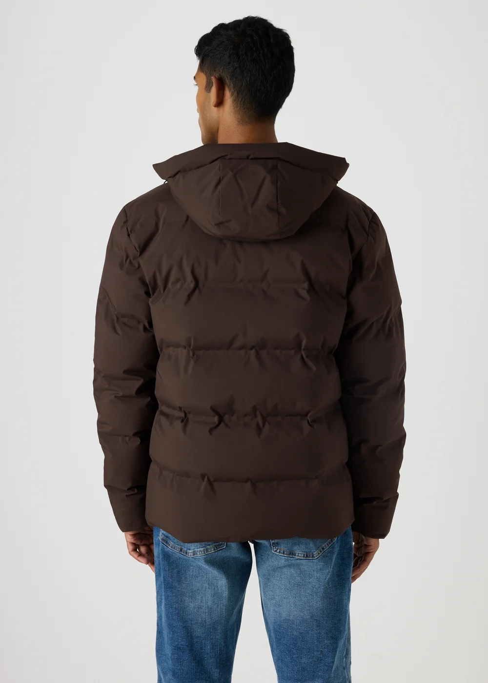 Brown Mid Length Showerproof Puffer Coat - S Image 2