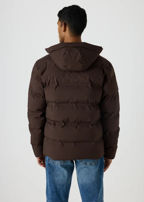 Brown Mid Length Showerproof Puffer Coat - S Image 2