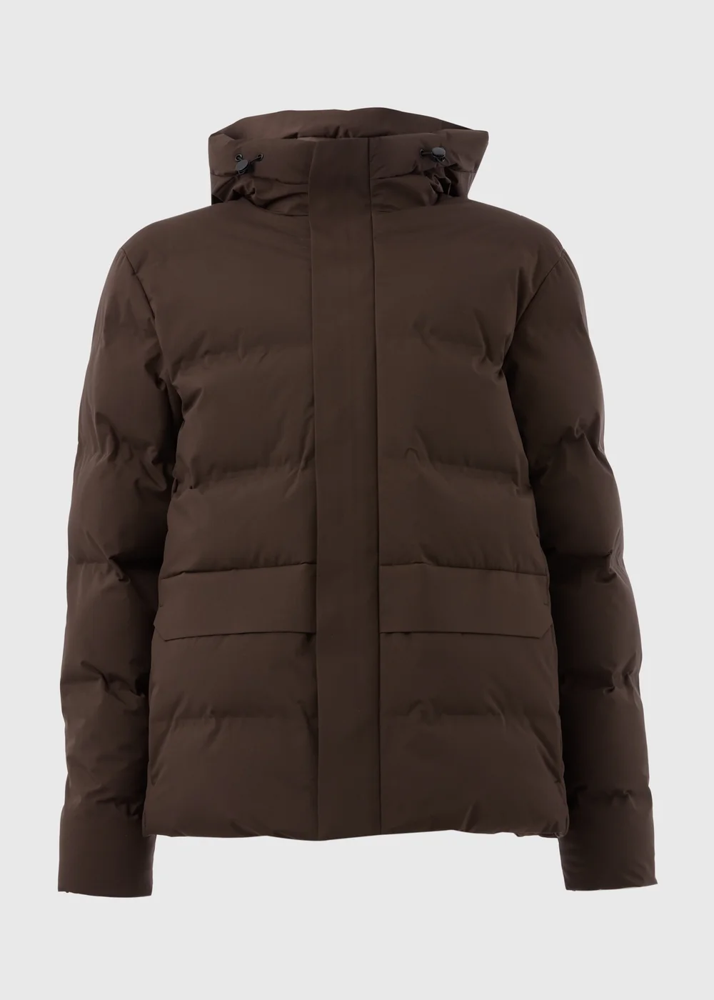 Brown Mid Length Showerproof Puffer Coat - S Image 4