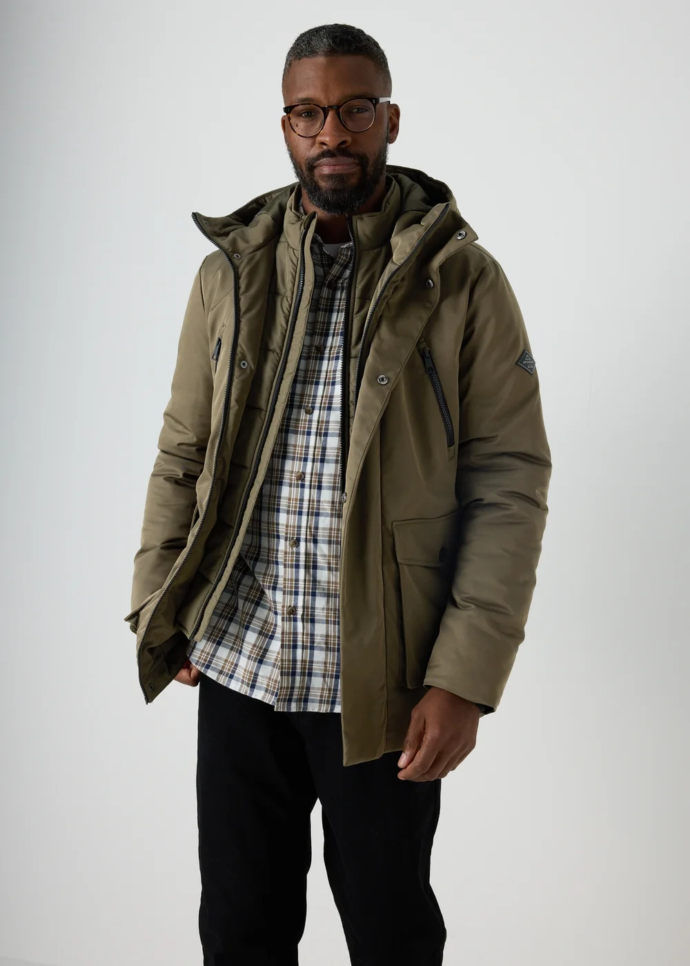 Khaki Hybrid Parka Jacket - S Image 3