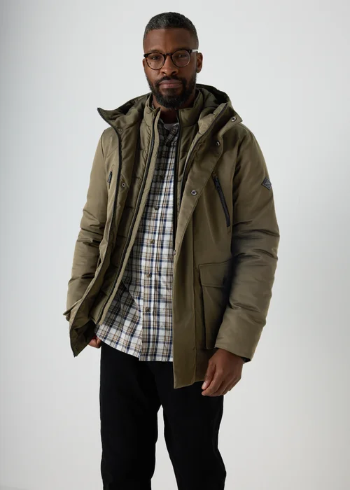 Khaki Hybrid Parka Jacket - S Image 3