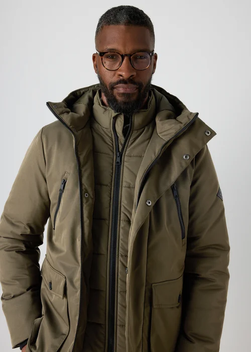 Khaki Hybrid Parka Jacket - S Image 1