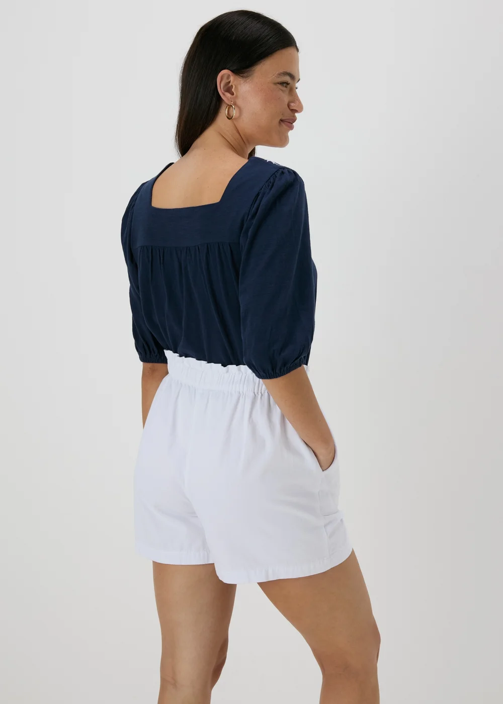 Navy Embroidered Floral 3/4 Sleeve Top - 8 Image 2