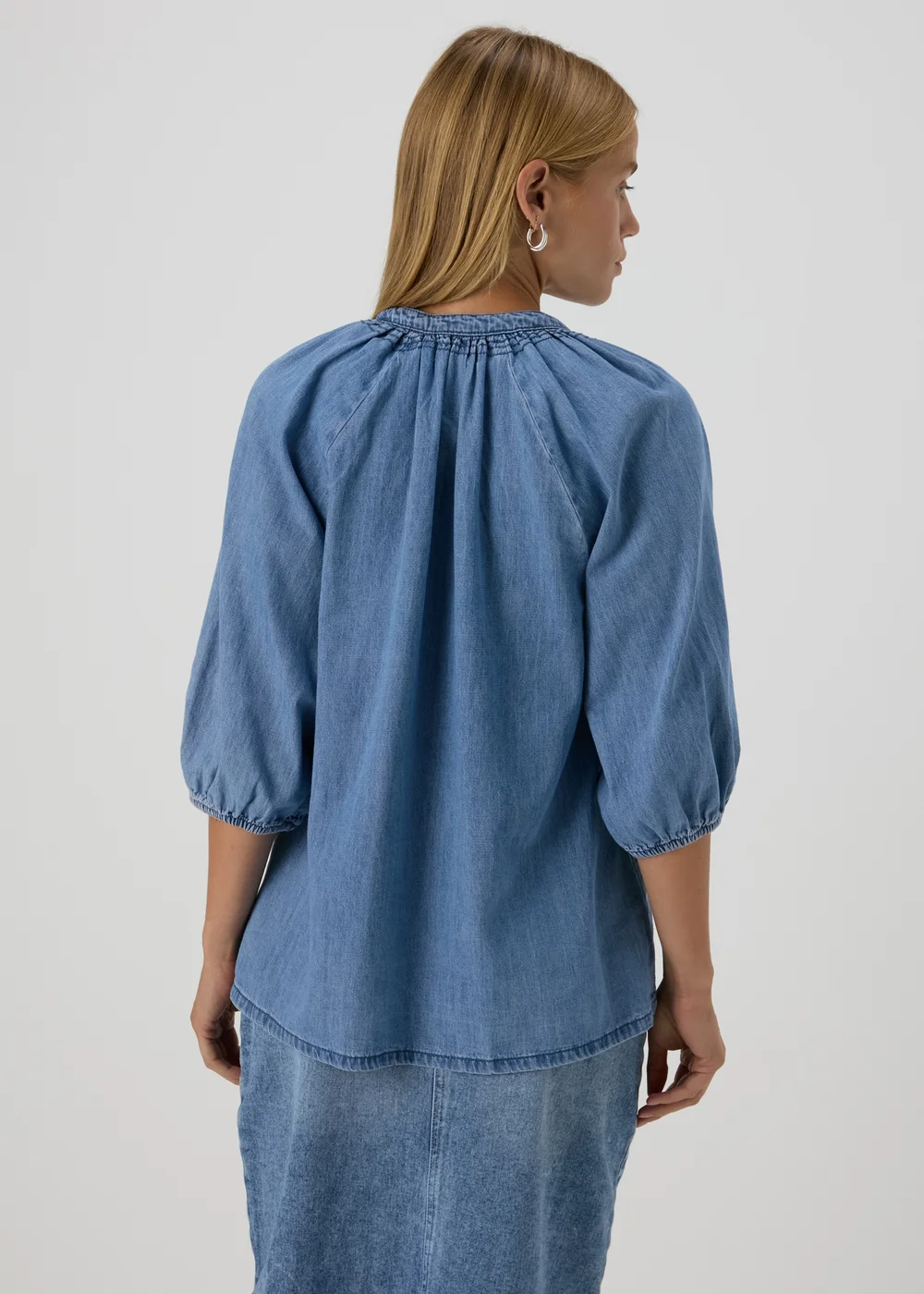 Mid Wash V-Neck Blouse - 8 Image 2