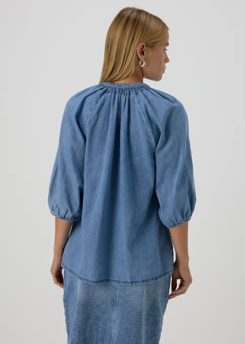 Mid Wash V-Neck Blouse - 8 Image 2