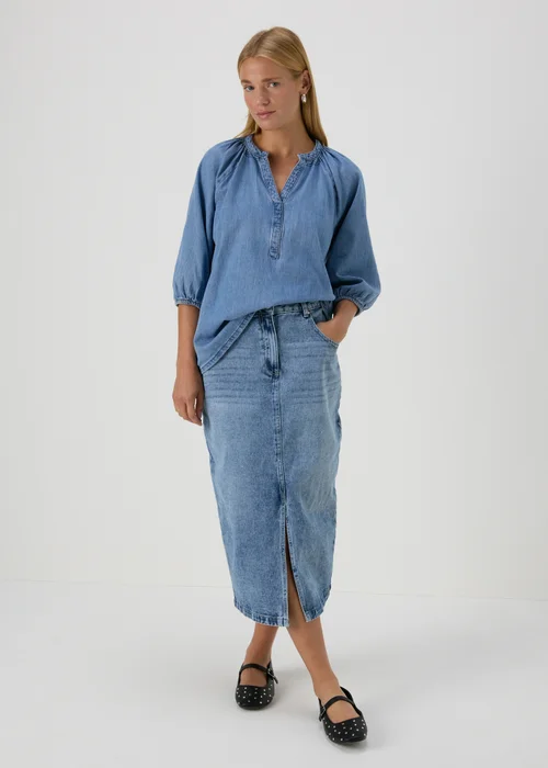 Mid Wash V-Neck Blouse - 8 Image 4