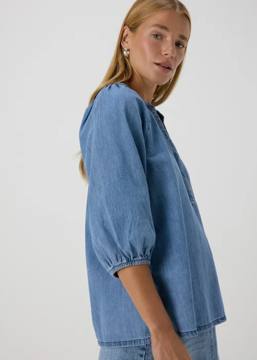 Mid Wash V-Neck Blouse - 8 Image 3