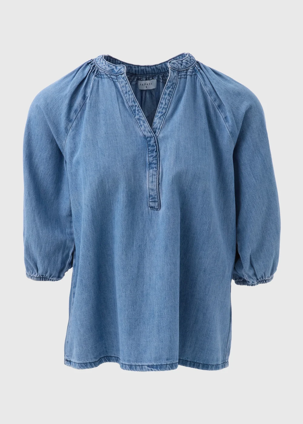 Mid Wash V-Neck Blouse - 8 Image 5
