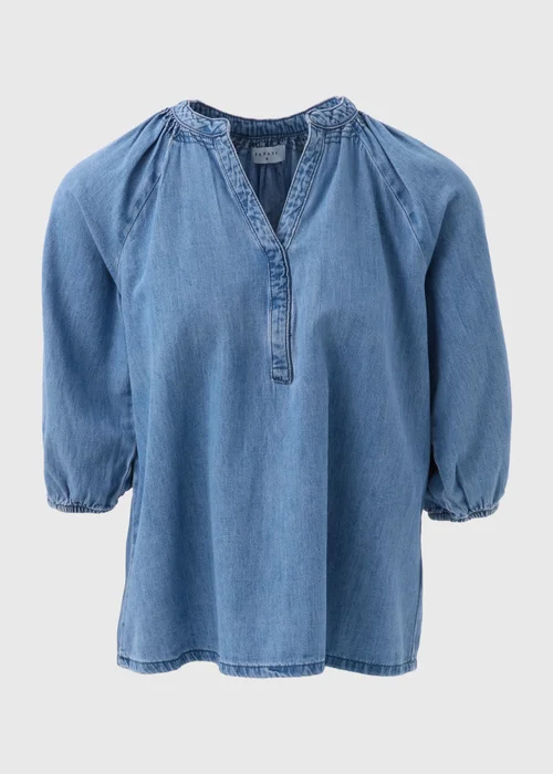 Mid Wash V-Neck Blouse - 8 Image 5