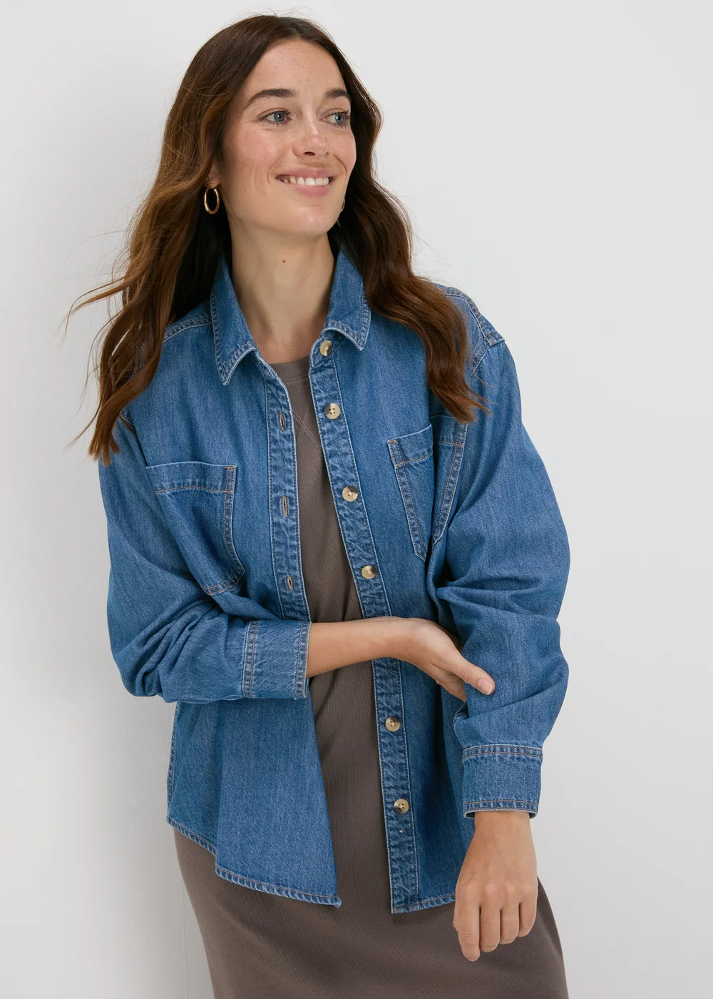 Mid Wash Denim Shirt - 8 Image 1