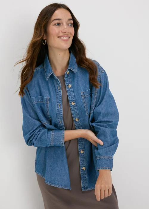 Mid Wash Denim Shirt - 8 Image 1