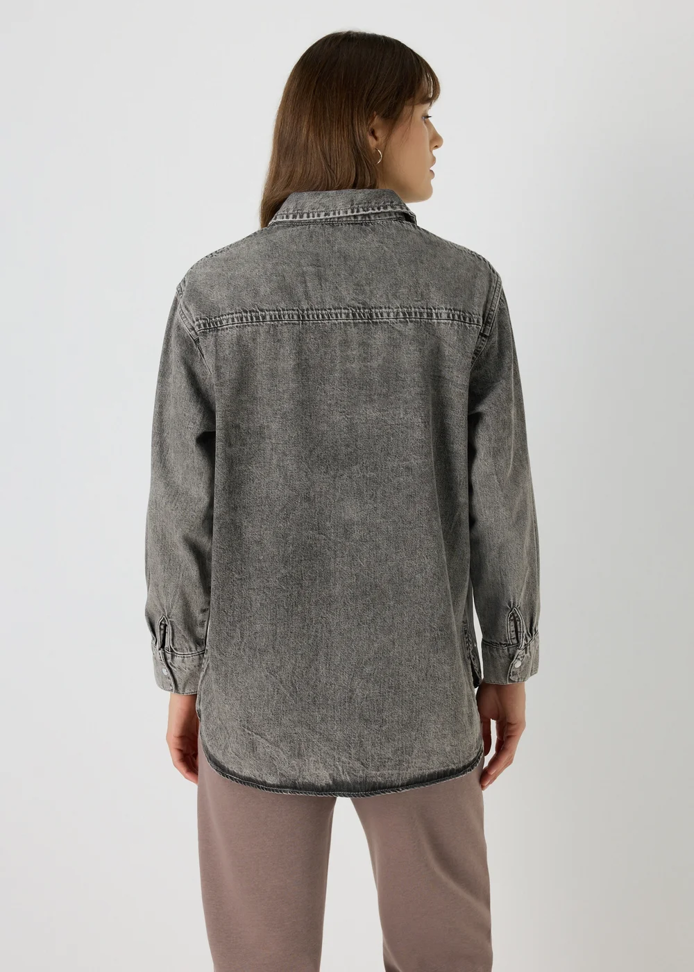 Grey Embellished Denim Shirt - Size 8 Image 2