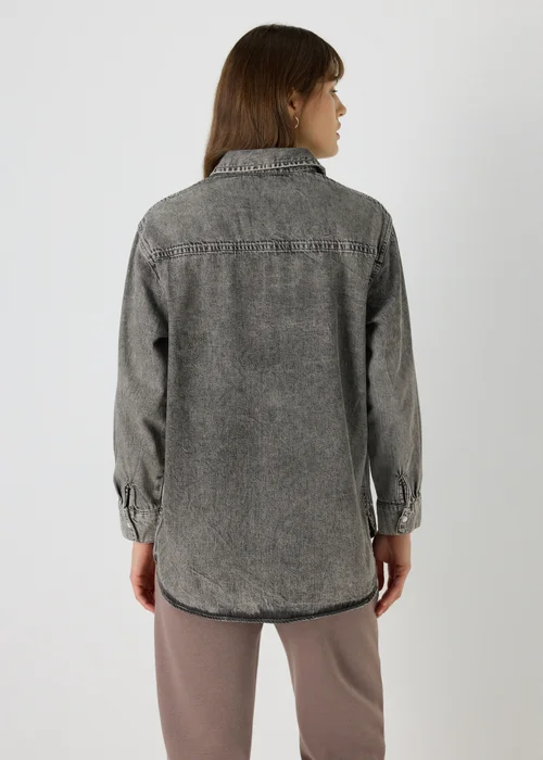 Grey Embellished Denim Shirt - Size 8 Image 2