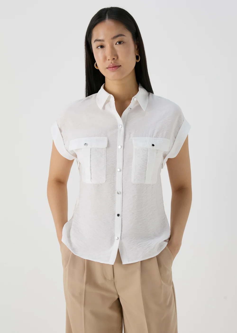 Et Vous White Double Pocket Shirt - 8 Image 1