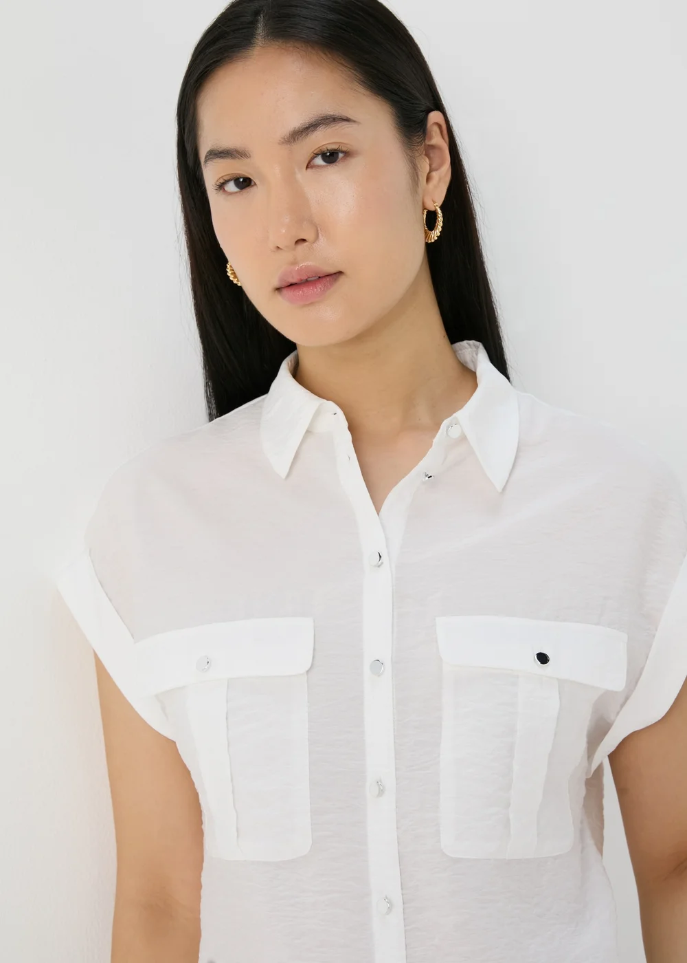 Et Vous White Double Pocket Shirt - 8 Image 3