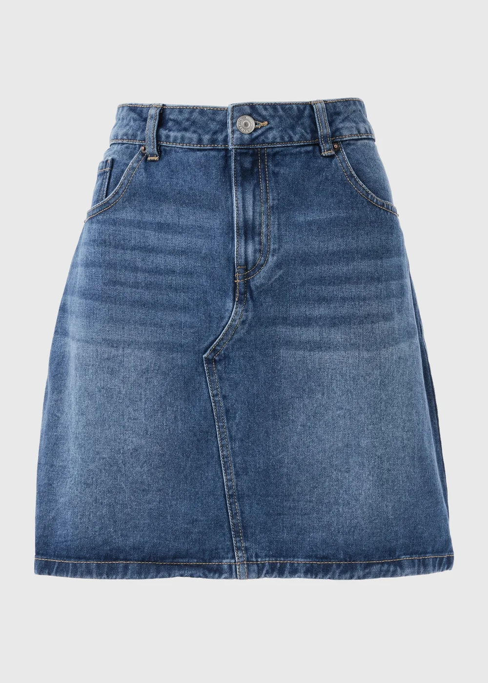 Denim Mid Wash Mini Skirt - 8 Image 4