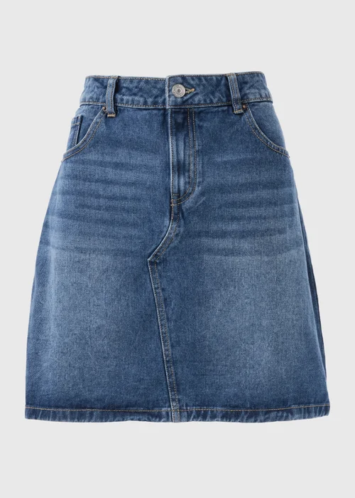 Denim Mid Wash Mini Skirt - 8 Image 4