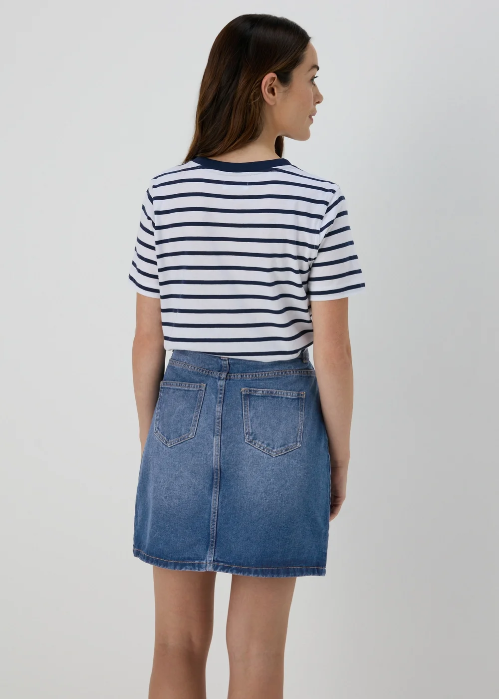 Denim Mid Wash Mini Skirt - 8 Image 2