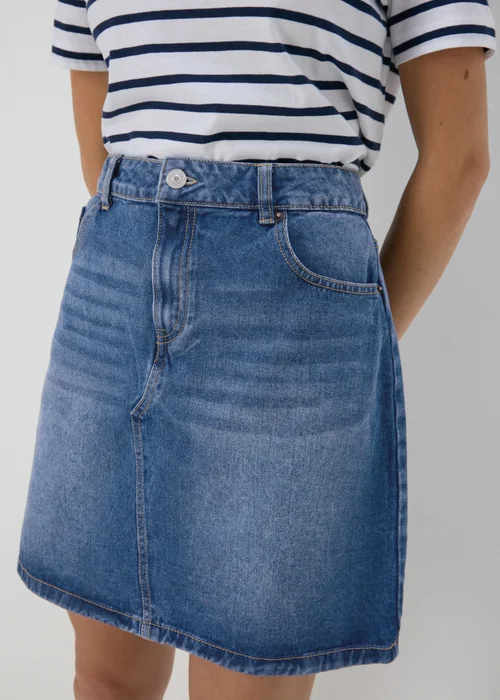 Denim Mid Wash Mini Skirt - 8 Image 3
