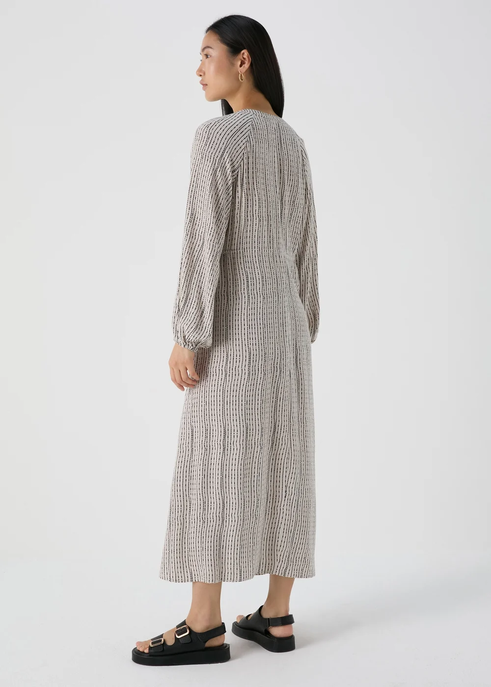 Et Vous Beige Patterened Shirt Midi Dress - 8 Image 2