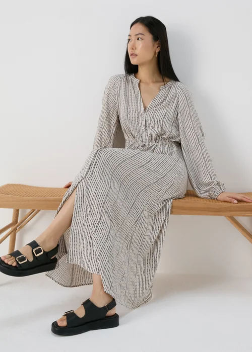 Et Vous Beige Patterened Shirt Midi Dress - 8 Image 4