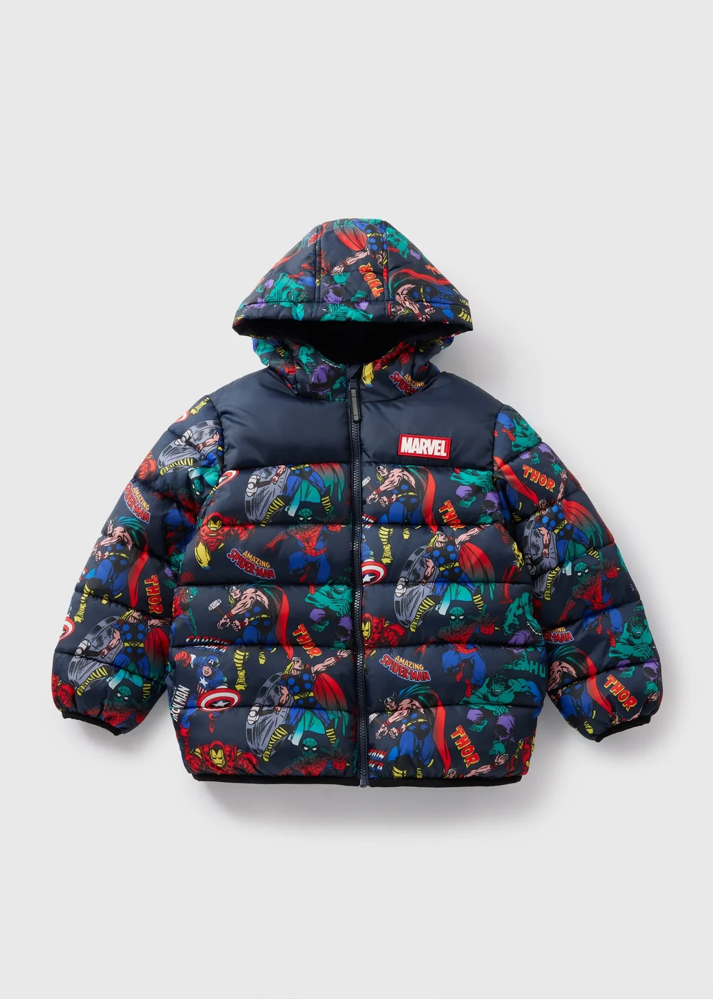 Marvel Kids Showerproof Navy Puffer Coat (4-9yrs) - 3 Yrs Image 1