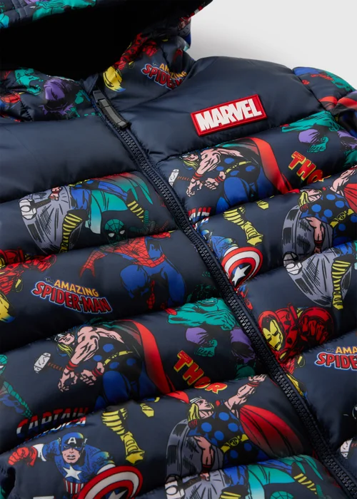 Marvel Kids Showerproof Navy Puffer Coat (4-9yrs) - 3 Yrs Image 2
