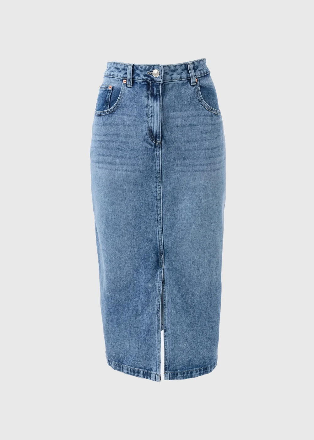 Light Wash Denim Midi Skirt - Size 8 Image 5