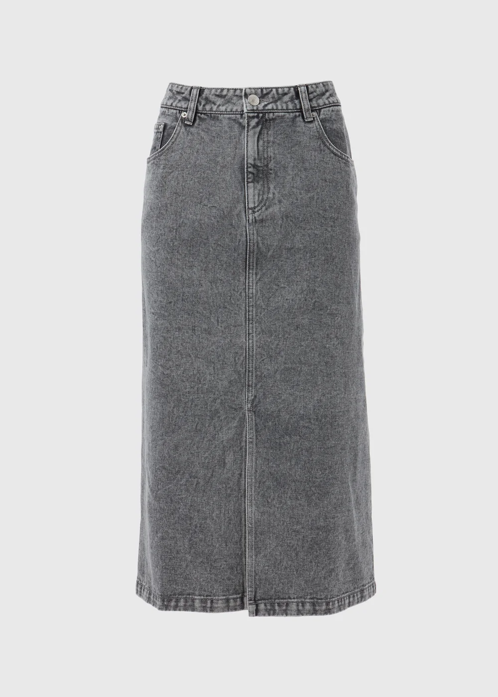 Grey Denim Midi Skirt - Size 8 Image 5