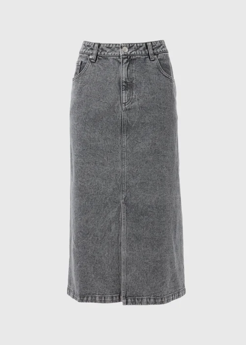 Grey Denim Midi Skirt - Size 8 Image 5