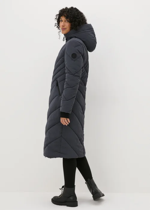 Grey Technical Rubberised Long Padded Coat - 8 Image 2