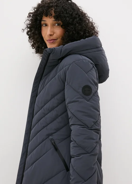 Grey Technical Rubberised Long Padded Coat - 8 Image 3