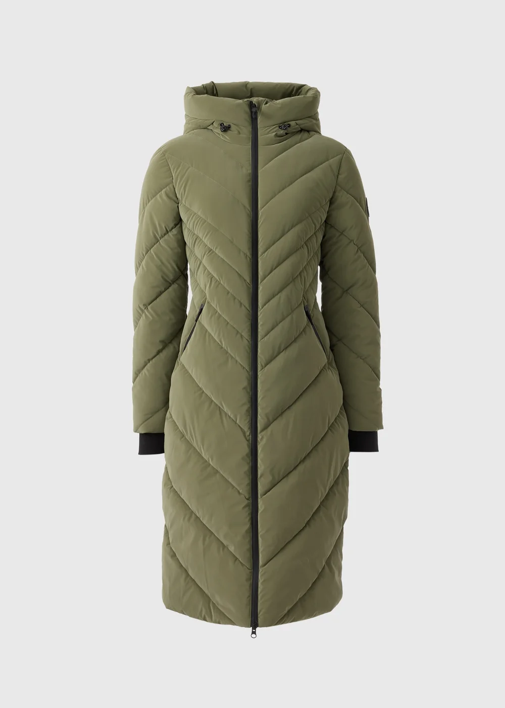 Khaki Technical Rubberised Long Padded Coat - 8 Image 2