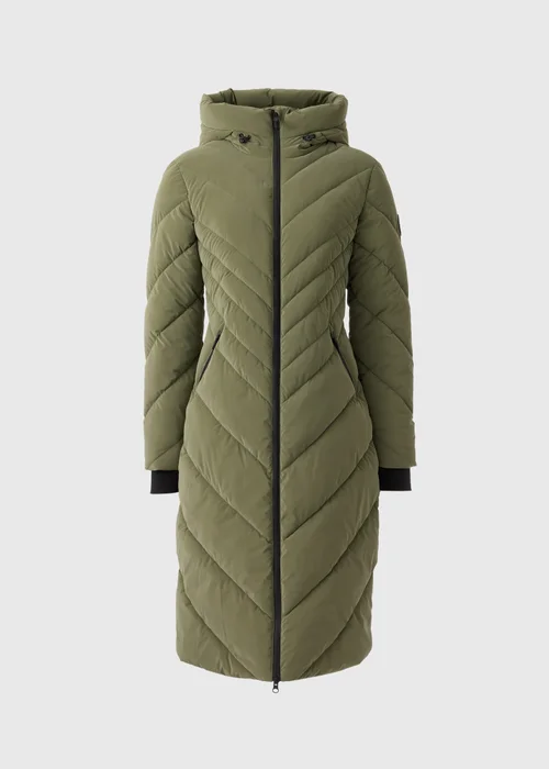 Khaki Technical Rubberised Long Padded Coat - 8 Image 2