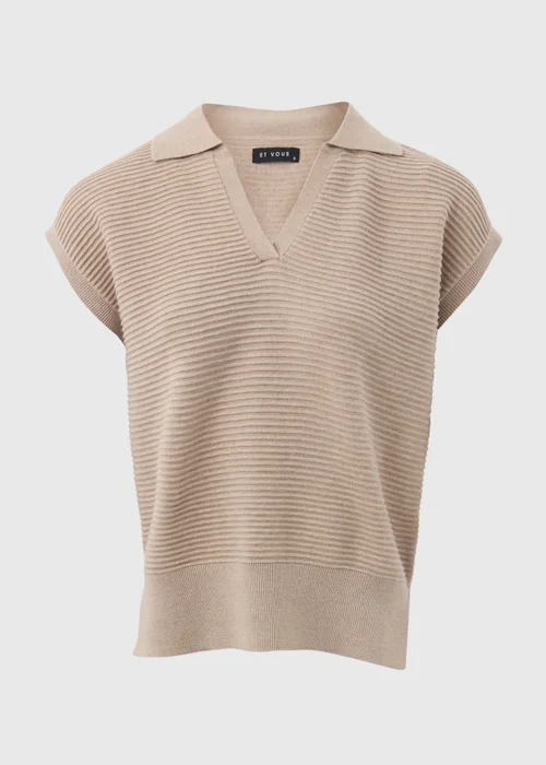Et Vous Stone V-Neck Collar T-Shirt - Size 8 Image 5