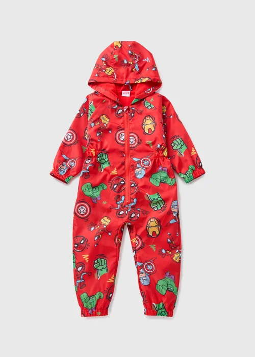 Marvel Kids Showerproof Red Avengers Puddle Suit (1-7yrs) - 1-1.5 Yrs Image 1