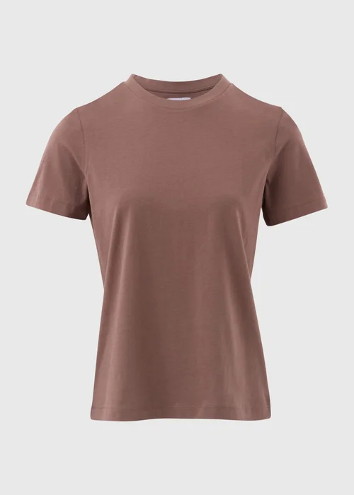 Beige Plain Short Sleeve T-Shirt - 8 Image 5