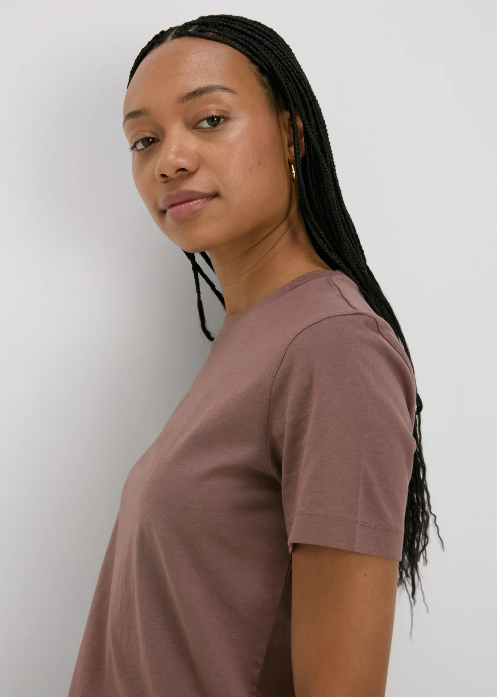 Beige Plain Short Sleeve T-Shirt - 8 Image 3