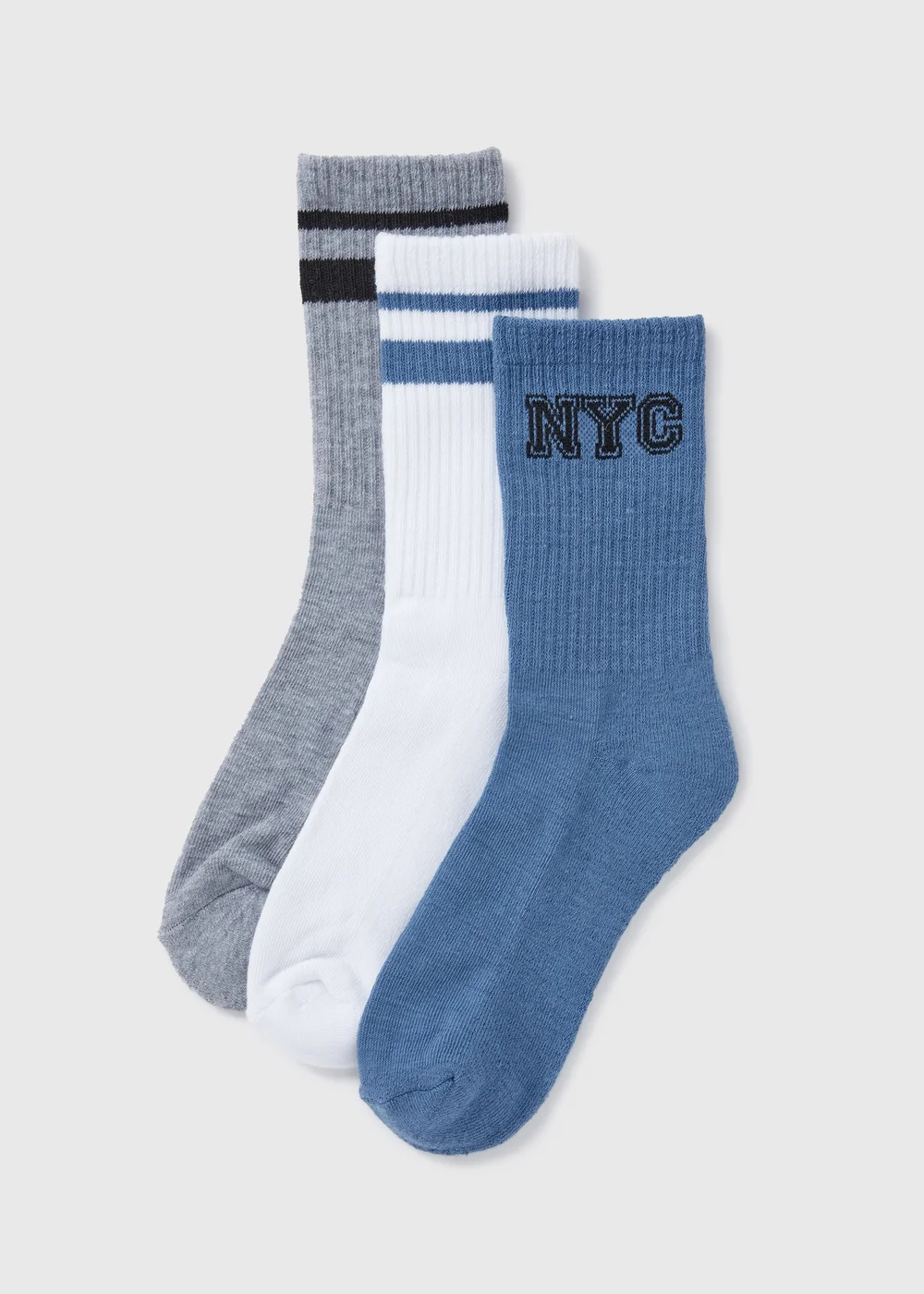 3 Pack White NYC Sports Socks - One Size Image 1