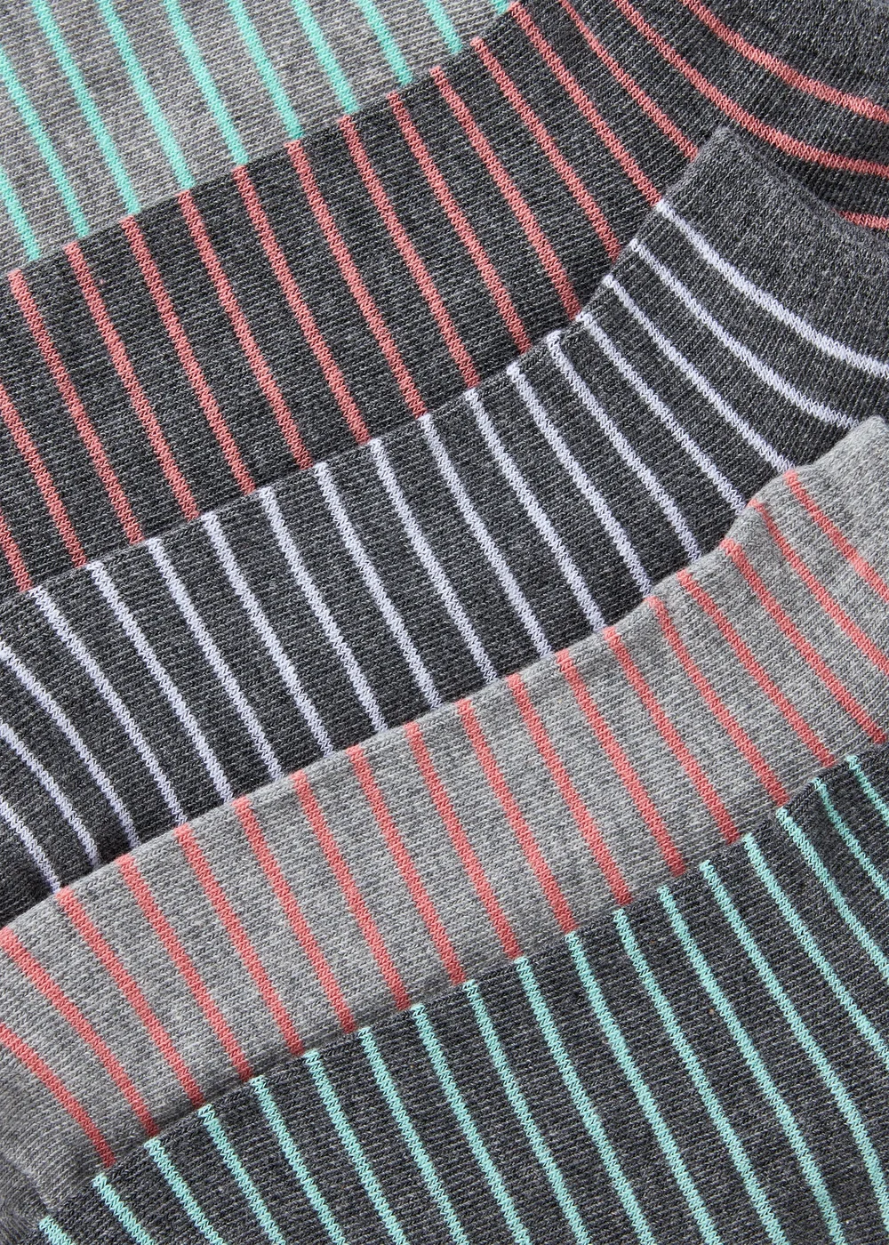 5 Pack Grey Stripe Trainer Socks - One Size Image 2