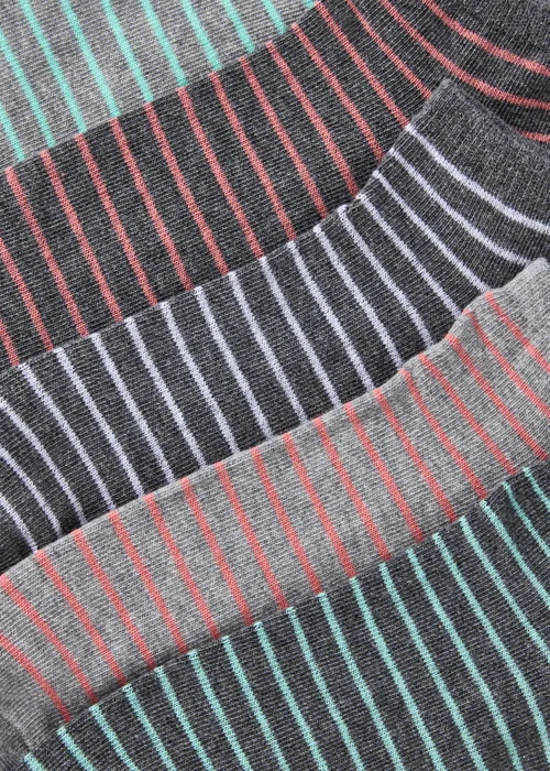 5 Pack Grey Stripe Trainer Socks - One Size Image 2
